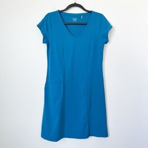 Toad&Co Tech Tomboy Cap Sleeve V-Neck Dress Womens Medium Blue